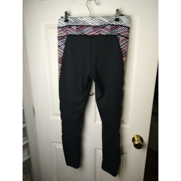 Free2be Black Breathable Leggings Side Multi Color Stripes. Size L - Picture 13 of 13